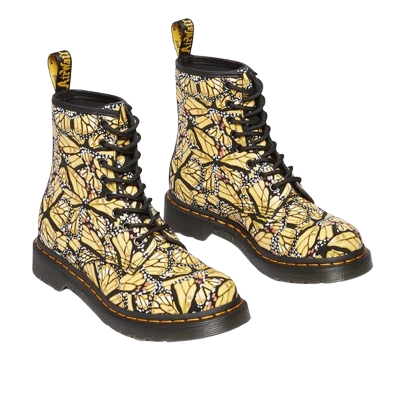 Size 7- Womens Dr. Martens 1460 8-Eye Boot Butterfly Yellow Boots Shoes New - Picture 9 of 13